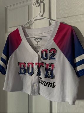 Spencer’s Bi Pride “Both Teams' Cropped Baseball Tee 🩷💜💙